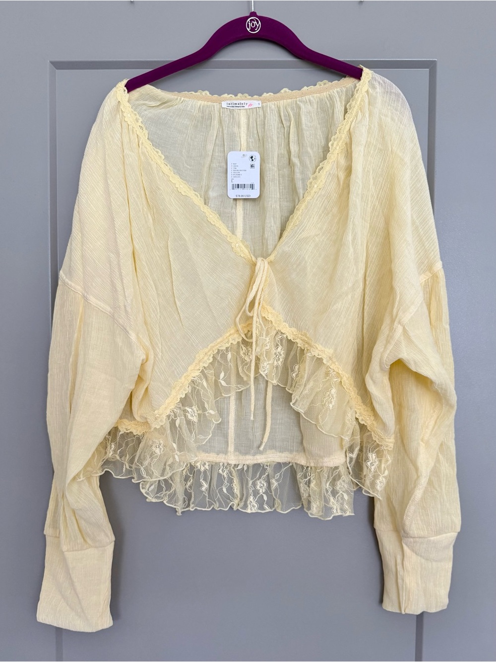 Women’s Blouse US Large Butter Yellow Babydoll Top Free People